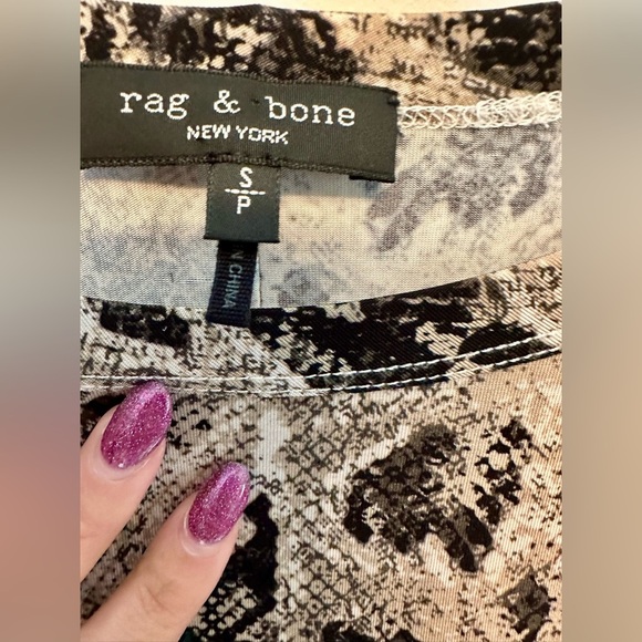 rag & bone Black and Cream Patterned Blouse Small - Picture 2 of 4